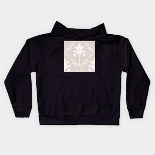 Regency style modern floral damask medallion pattern in neutral taupe beige and cream Kids Hoodie